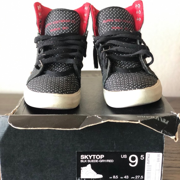 001 Supra Skytops -Black Suede - Gray/Red - Picture 2 of 3